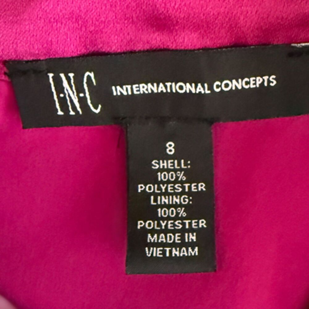 I.N.C. International Concepts Women's Pink Fuchsia Satin Cowl Neck Romper Size 8 - Picture 7 of 11
